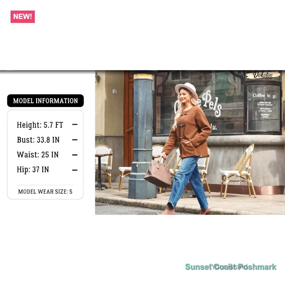 Faux Shearling Oversized Button Jacket With Sherp… - image 6